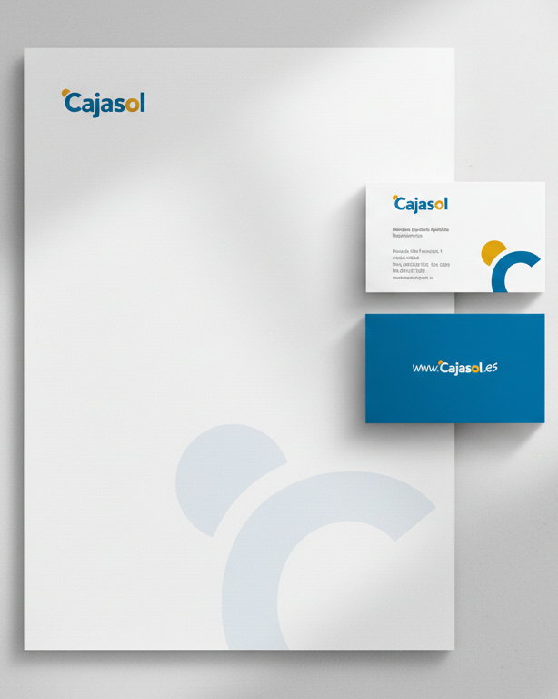 Conjunto de papeler&iacute;a de Identidad corporativa Cajasol.