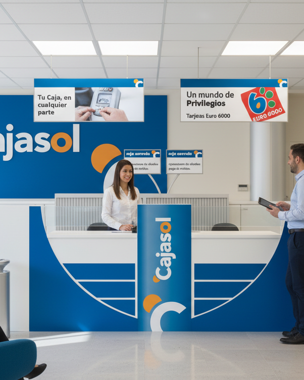 Dise&ntilde;o de interiores con imagen de marca de Cajasol